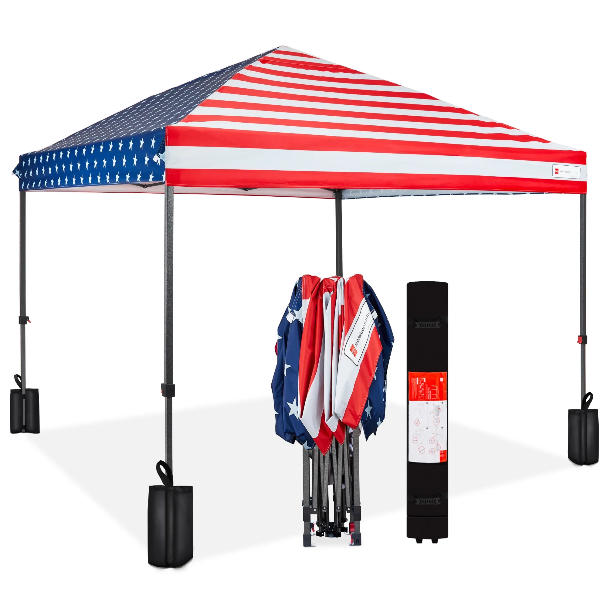 Best Choice Products 12x12ft Easy Setup Pop Up Canopy w/ 1-Button Setup, Wheeled Case, 4 Weight Bags - Navy Blue - Image 150