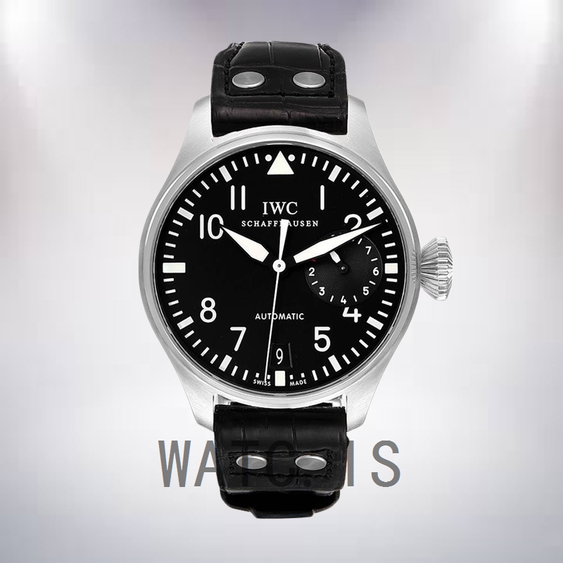 IWC Pilot 43mm Men's IW500401 Black Dial Leather Strap