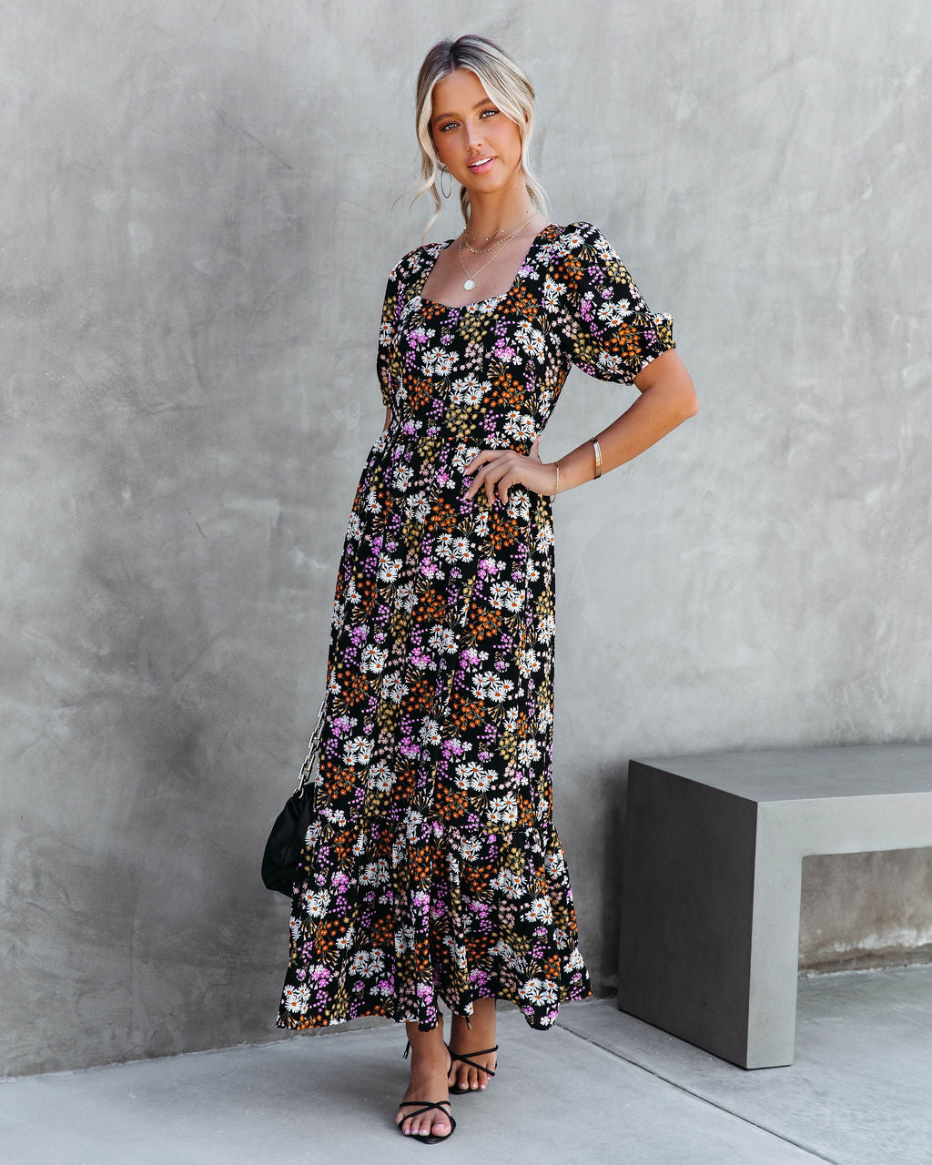 Among The Wildflowers Puff Sleeve Maxi Dress - Se7enfashion