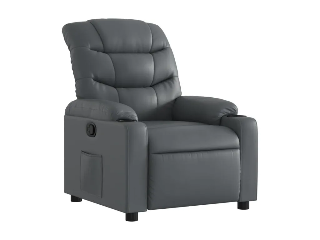 Sillón reclinable de cuero sintético gris