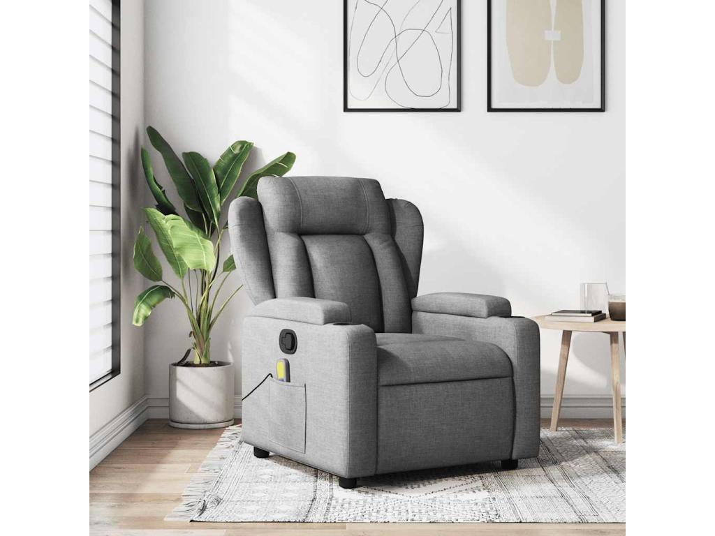 Sillón de masaje reclinable de tela gris oscuro
