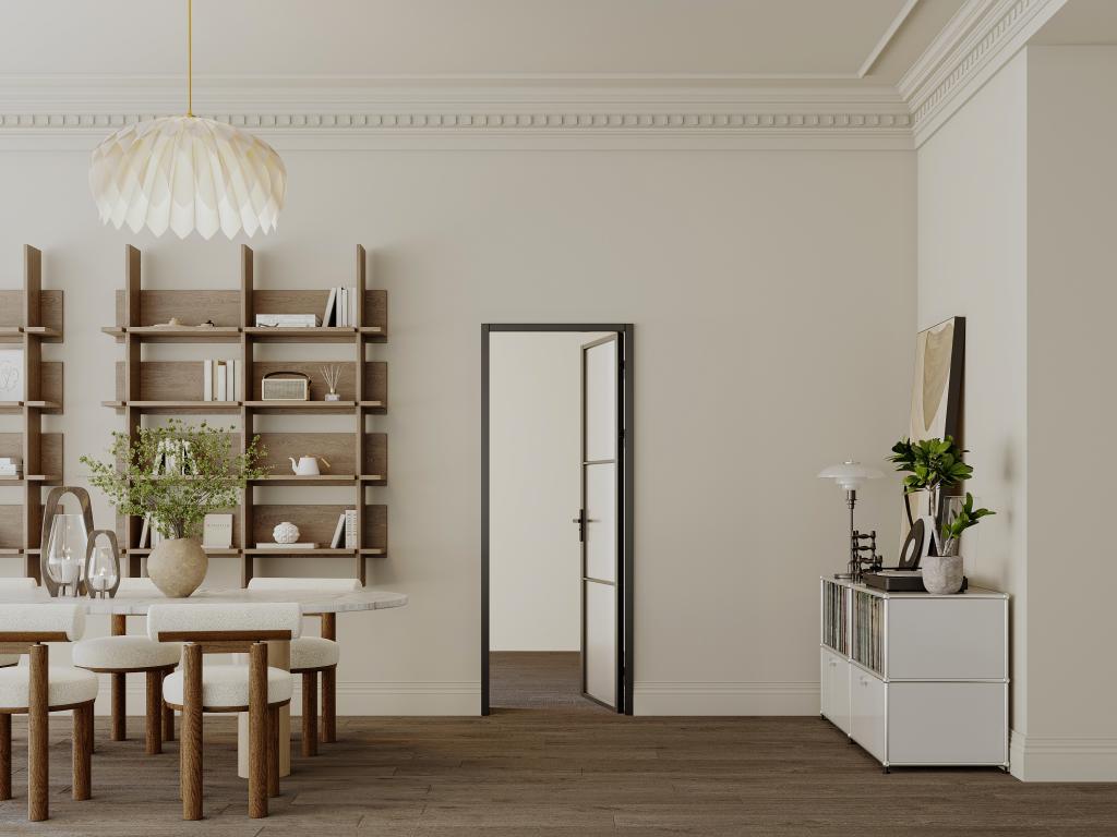 Puerta reversible de aluminio y vidrio templado esmerilado - Alt. 204 x L73 cm - Negro - MASERU