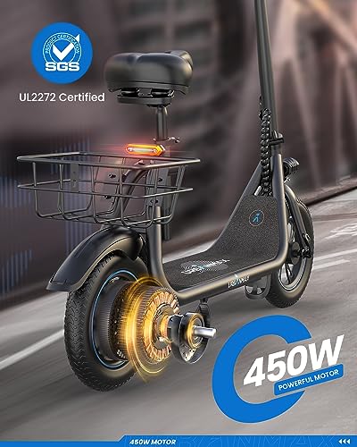 URBANMAX Electric Scooter With Seat, 450W, 22 Miles, Black - C1 - Image 6 URBANMAX Electric Scooter With Seat, 450W, 22 Miles, Black - C1 - Image 6