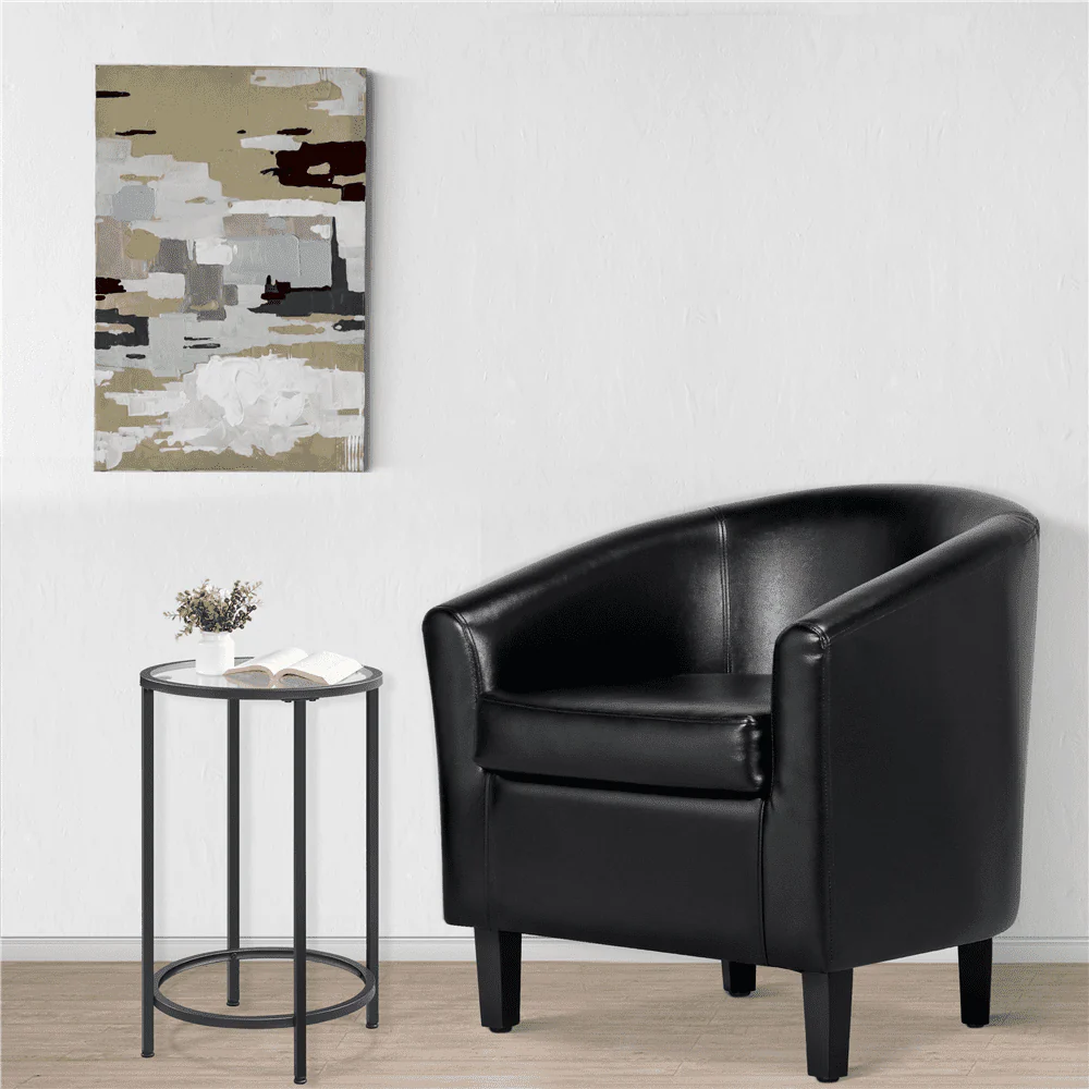 Yaheetech Faux Leather Accent Arm Chair For Living Room, Black - Image 3