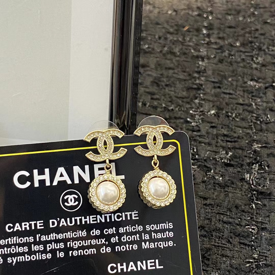 Chanel Double C Pearl Dangle Earrings - Original Replica Club