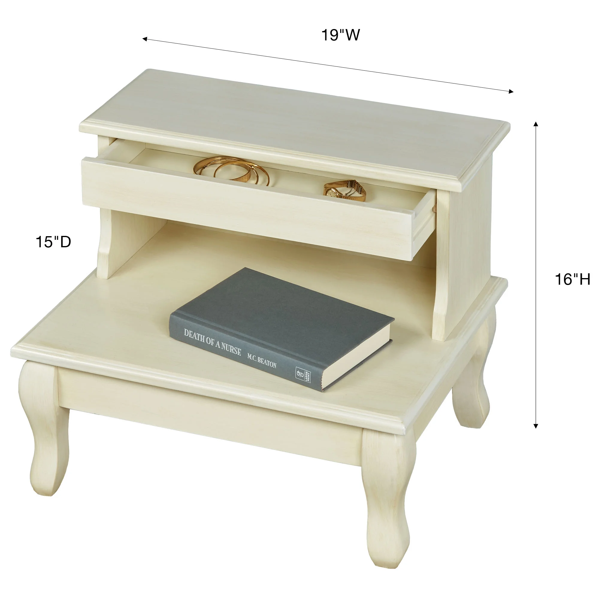 Cessilee Wooden Bed Steps with Storage 16 Inches High - Image 13