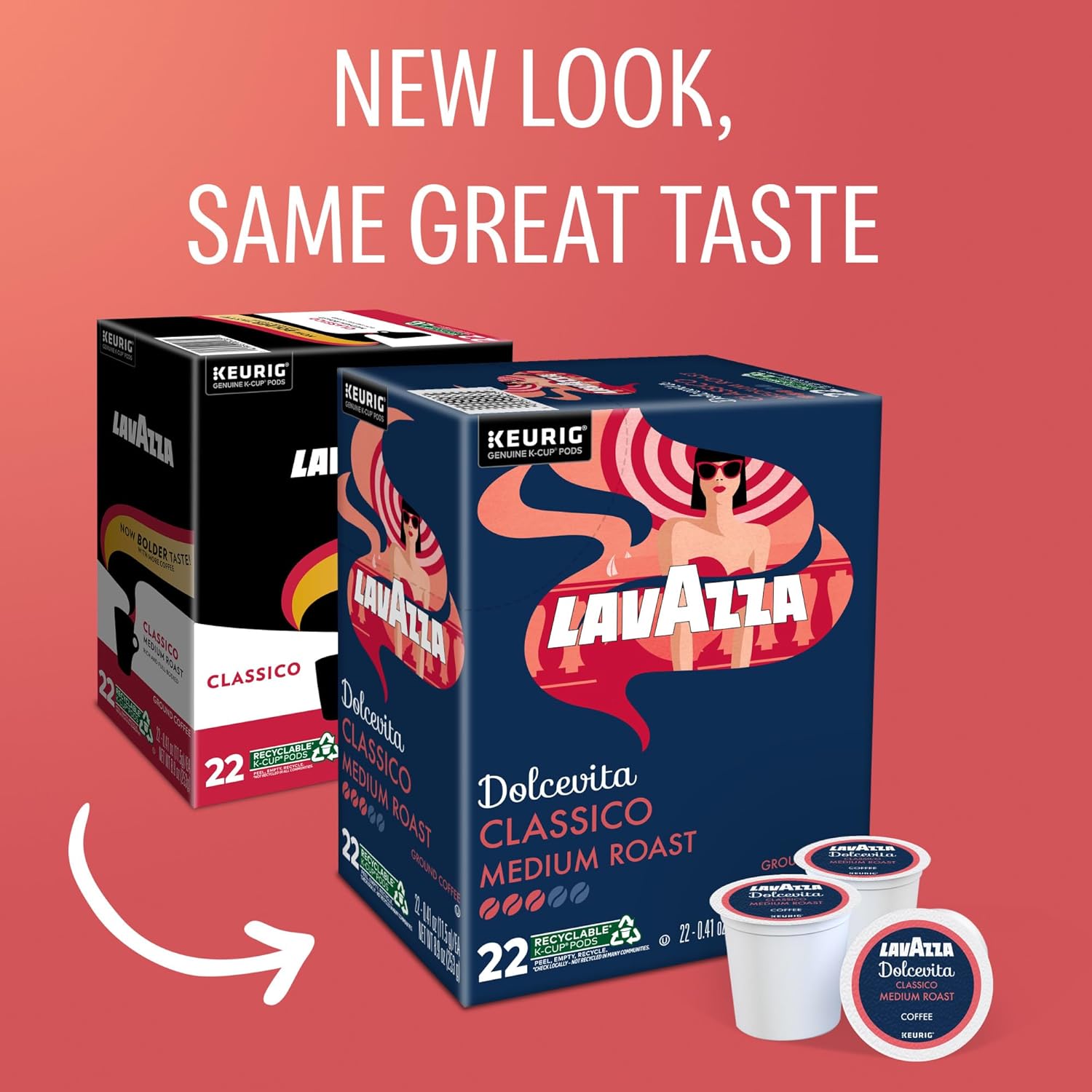 Lavazza Dolcevita Classico. Single-Serve Keurig K-Cup Pods. Medium Roast Coffee. 88-Count Box (4 Packs of 22)