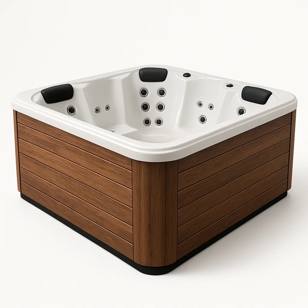 Spas rígidos 210x210x95 cm 3 plazas cuadrado blanco/madera hWuUDcH386VK