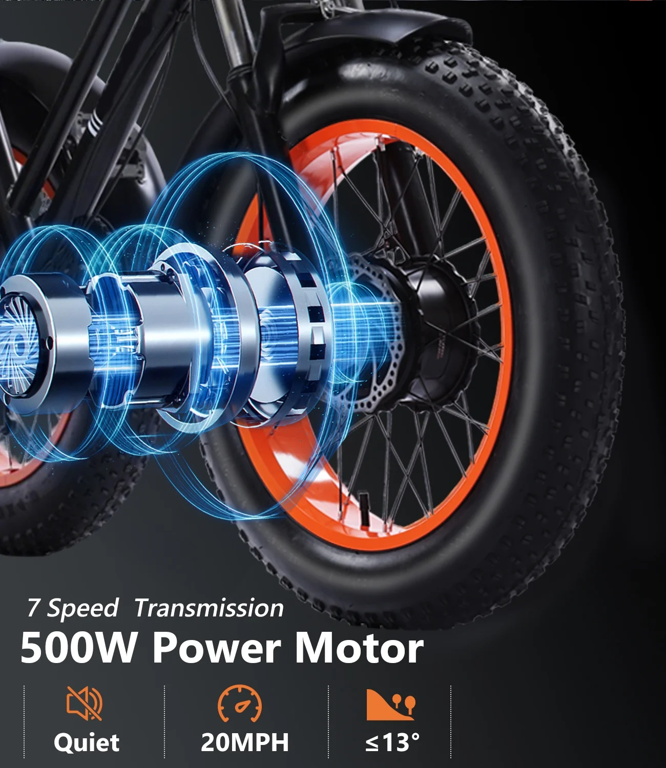 YEBEI Electric Tricycle for Adults Folding E-Trike Motorized Tricycle Electric 3 Wheels Trike Powerful 500W Motor Electric Tricycle 48V15AH Lithium Battery Max 20MPH 20*4.0- Fat Tire Orange - Image 27