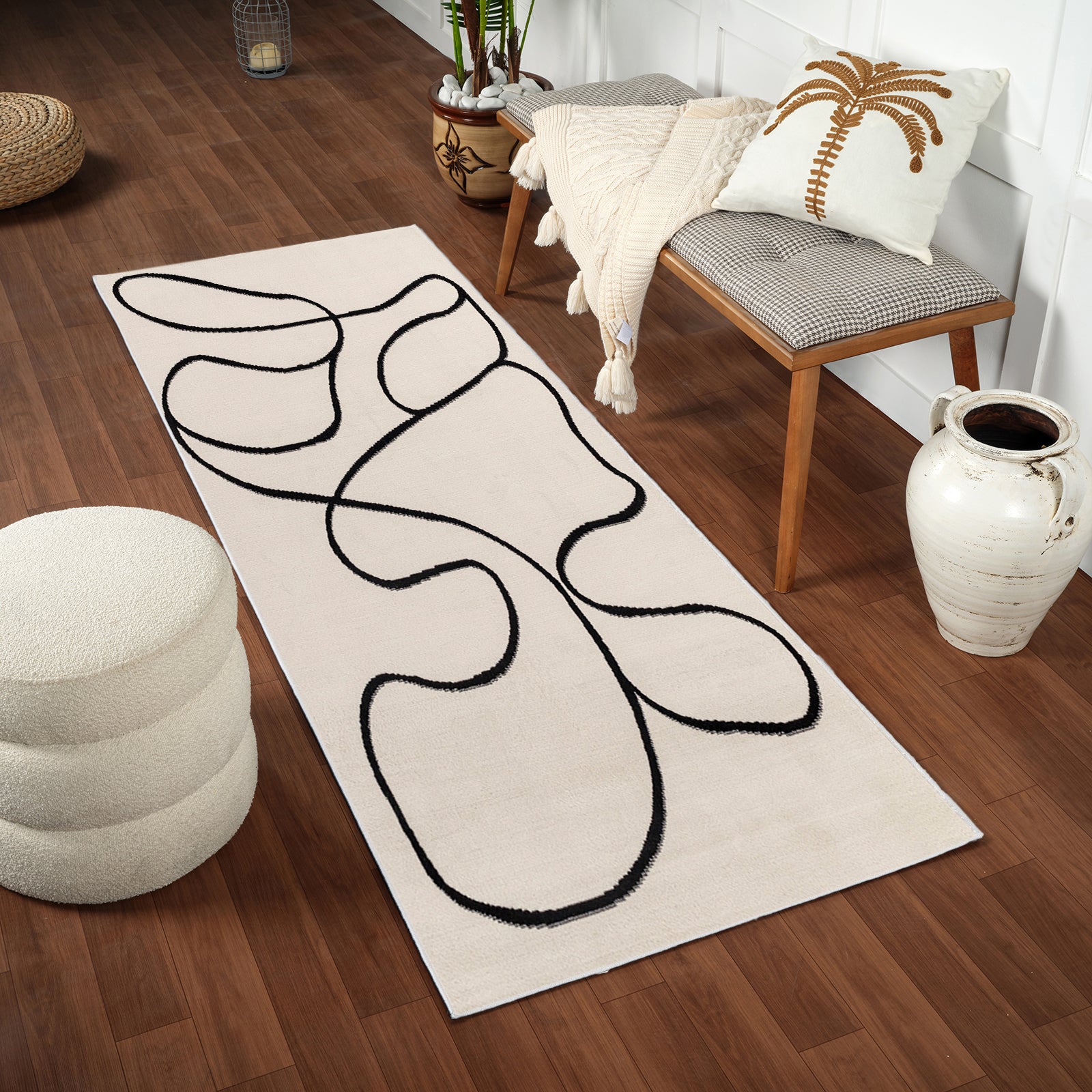Blokker Trace Vloerkleed Loper 80 x 220 cm - Off-White