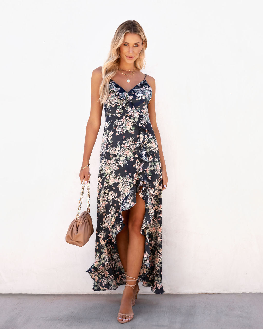 Christabella Satin Ruffle Maxi Dress - FINAL SALE - Se7enfashion