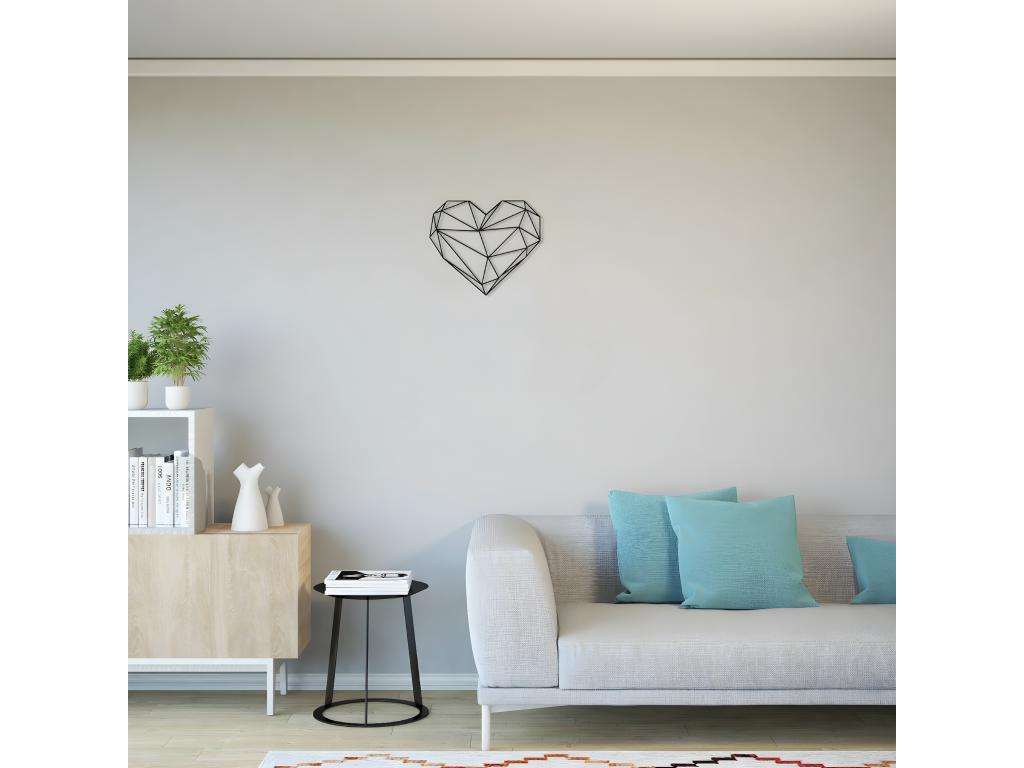 Decoración de Pared de Metal Corazón 9, Negro, 47x1,5x40 cm, Laocacasas