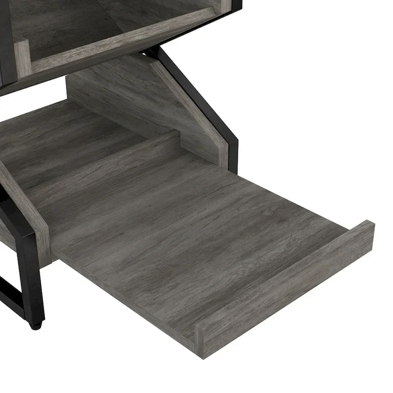 Denhour DH BASIC 17-Inch Metal Industrial End Table with 1 Open Shelf