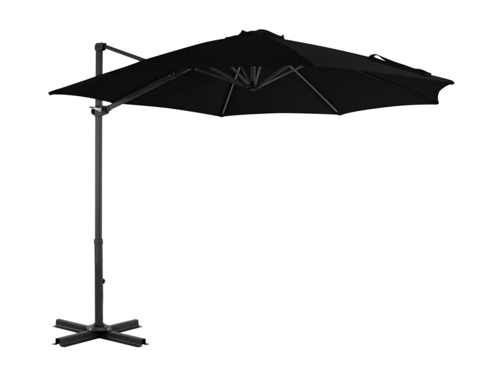 Sombrilla desplazada con poste de aluminio negro 300 cm