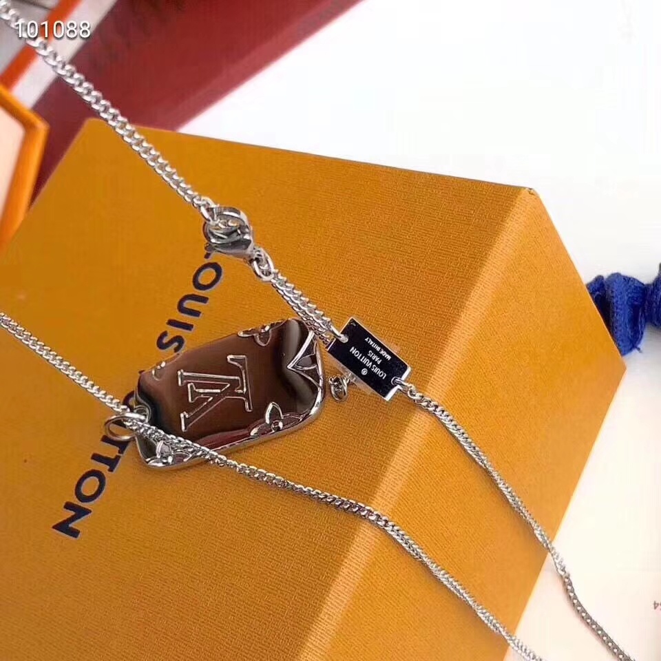 Louis Vuitton Debossed LV Monogram Tag Pendant Necklace - Original Replica Club