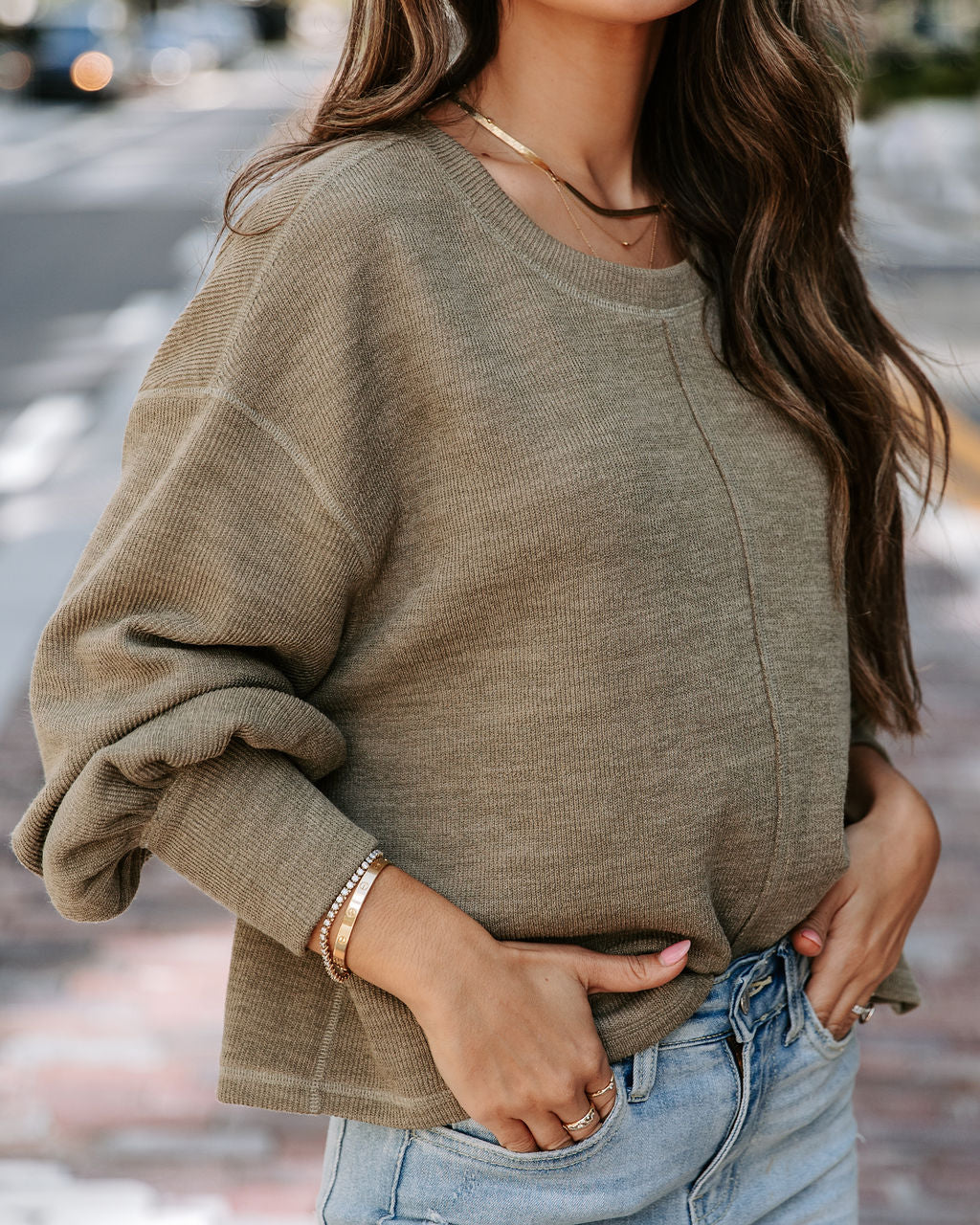 Marcela Knit Pullover Sweater - Olive - Se7enfashion