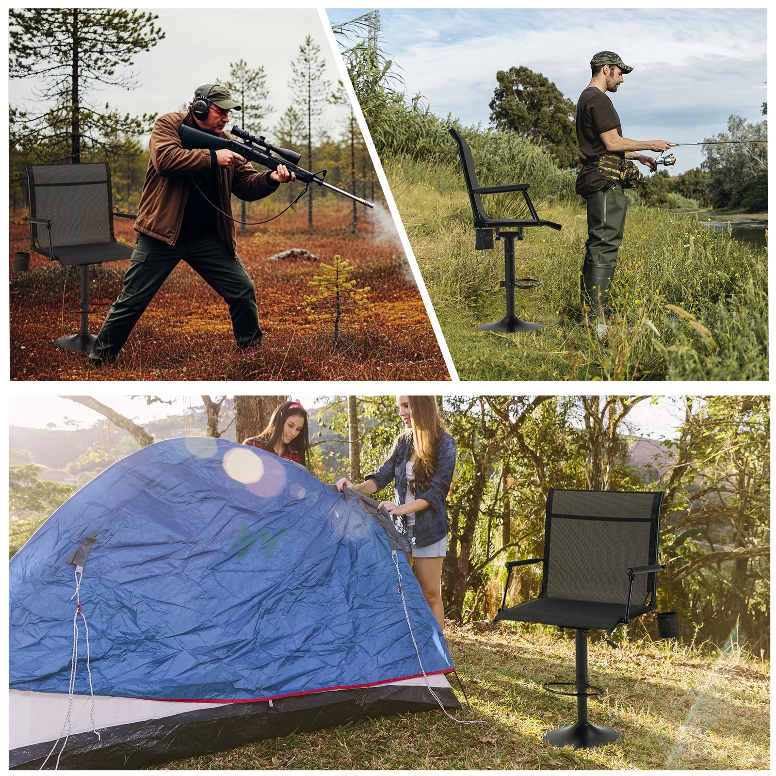 Danrelax 360- Silent Camo Hunting Blind Chair, Armrests, Side Pouch, Telescopic Legs - Image 31