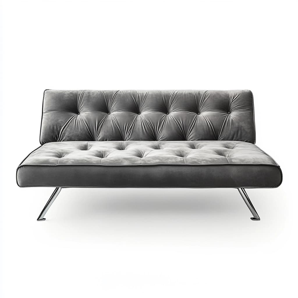 Sofá cama gris terciopelo metal 190cm