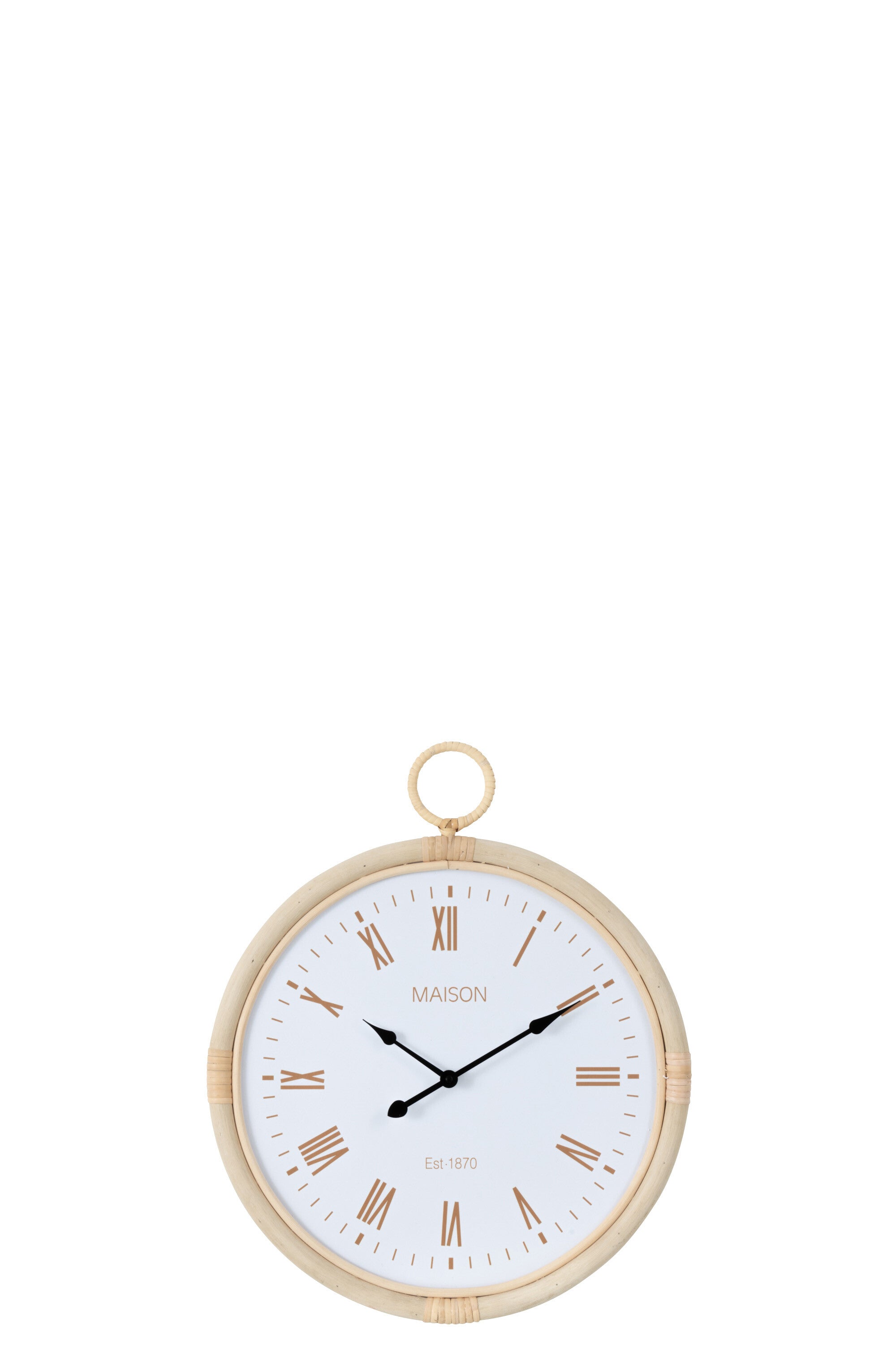 J-Line klok Kyr - rotan - naturel wit - small - Ø 48 cm