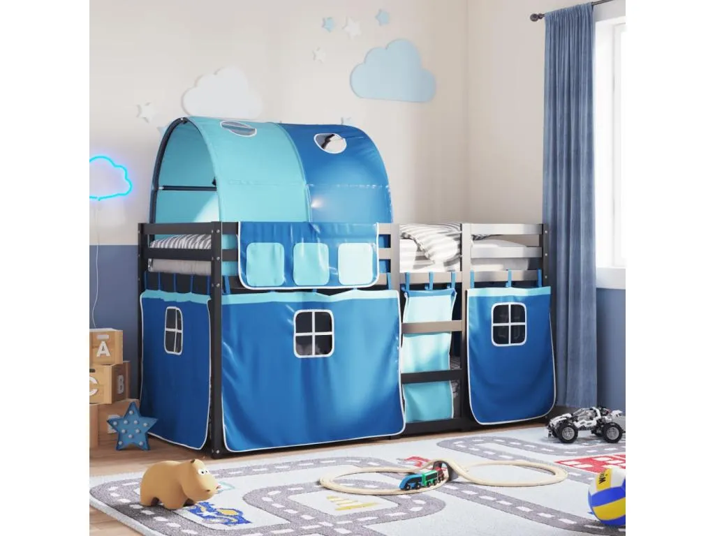 Litera con cortinas Casabellaes maciza de Casabellaes azul 90x190 cm 20318NGBW