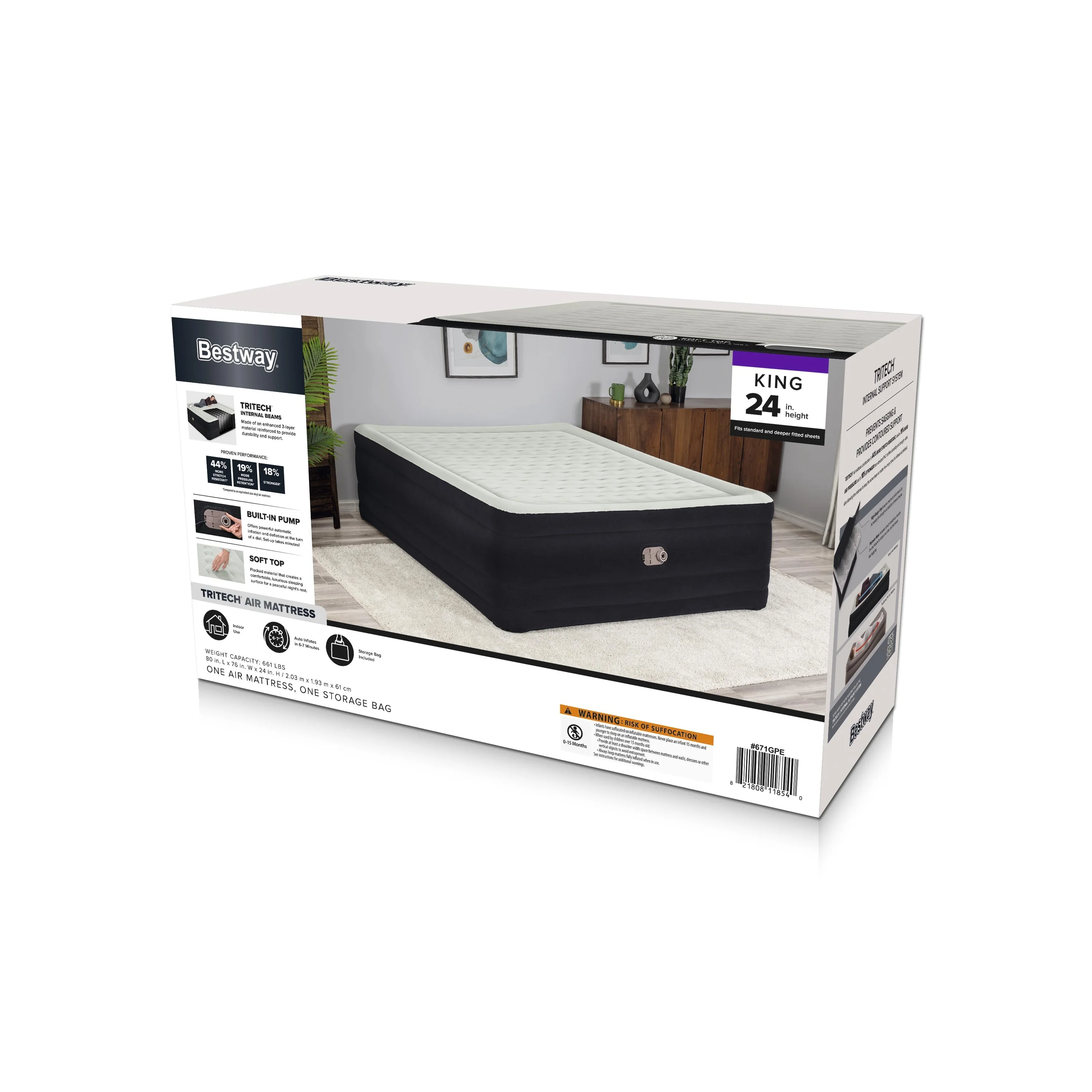Bestway Tritech Air Mattress King 24" with Built-in AC Pump Included - Image 16