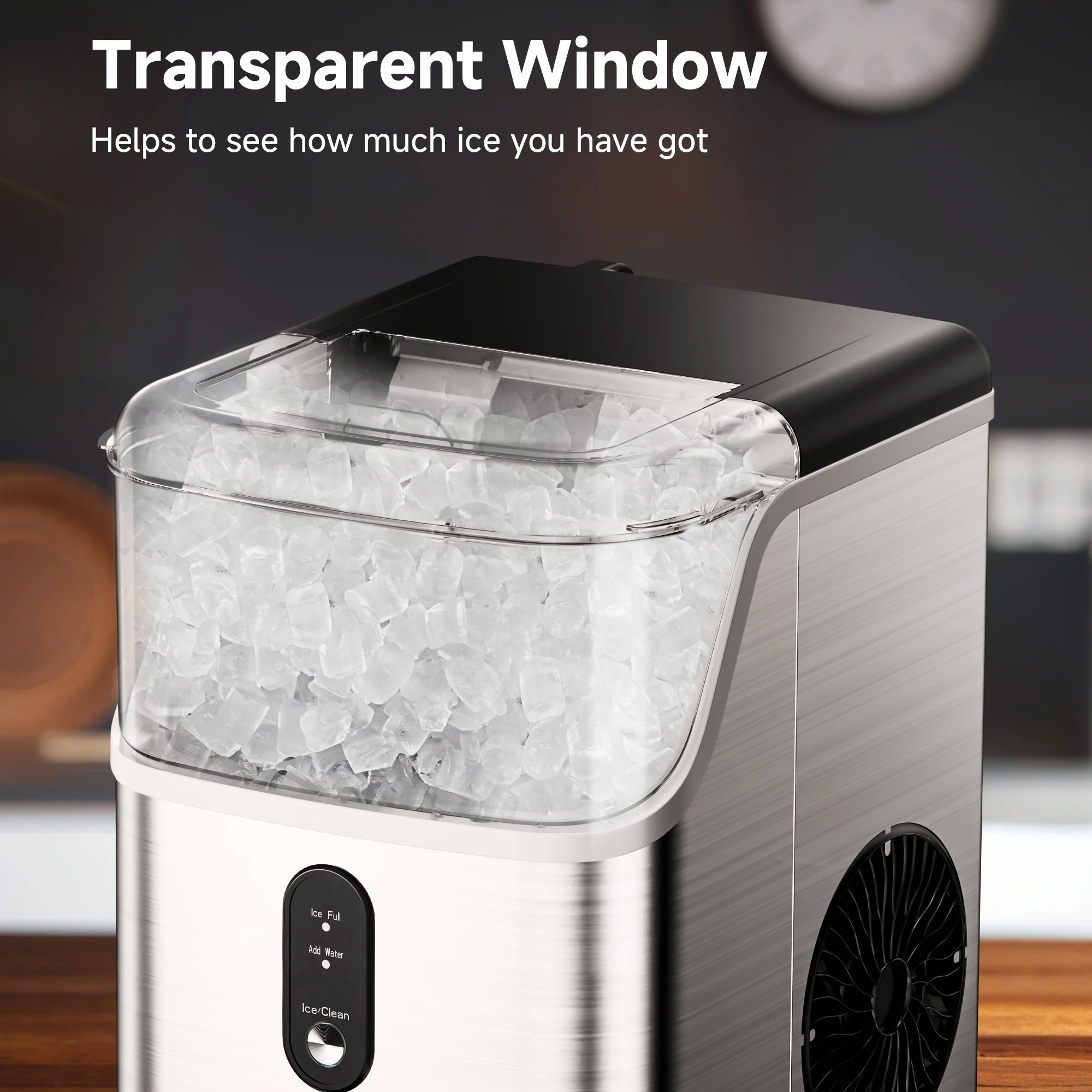 EUHOMY 34.5 lbs Nugget Ice Maker Portable Countertop, Ice Maker Machine with Self Cleaning - Image 3