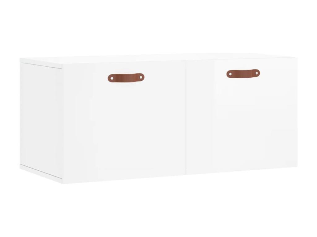 Hogarlujo Armario de pared madera ingeniería blanco brillo 80x36,5x35 cm