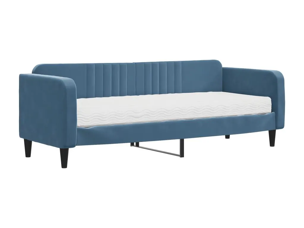 Sofá cama con colchón terciopelo azul 80x200 cm