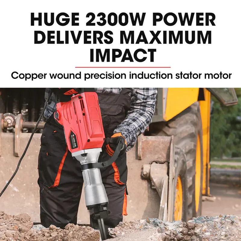 BAUMR-AG 2300W Demolition Jackhammer With 3 Chisels And Carry Case - BMJK-23S Mk II - Image 3 BAUMR-AG 2300W Demolition Jackhammer With 3 Chisels And Carry Case - BMJK-23S Mk II - Image 3