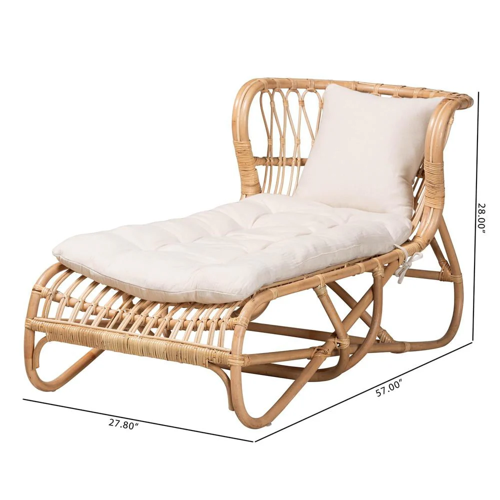 bali & pari Delara Modern Bohemian Natural Brown Rattan Chaise - Image 3
