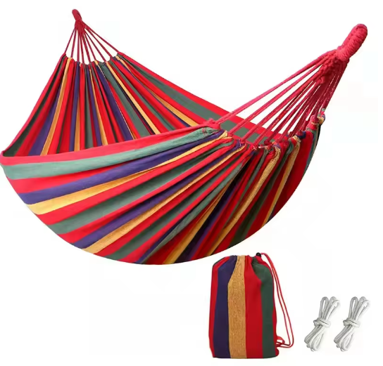 Double Size Quick Setup Camping Hammock, 2-Person Portable Outdoor Hammock with Comfortable Fabric, Great for Garden & Camping