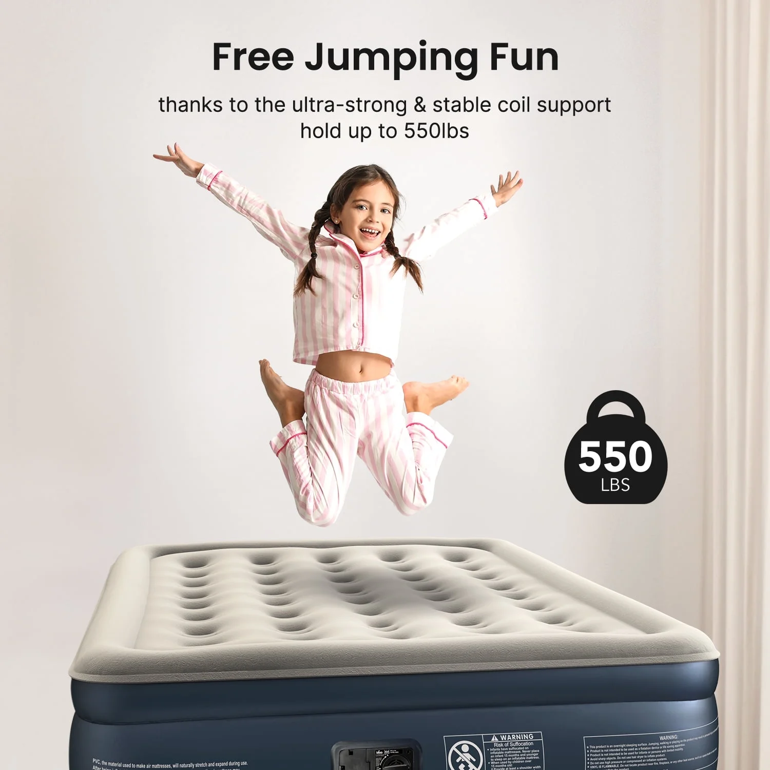 Mattress, Inflatable Airbed with Built-in Pump for Guest Home Camping Travel, 550lb Max, (Twin Size 18") - Image 5
