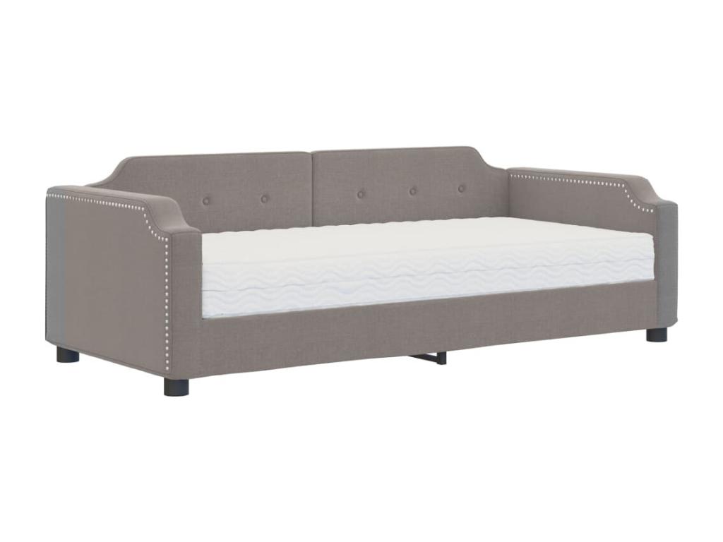 Sofá cama con colchón tela gris taupe 100x200 cm vyqe88959