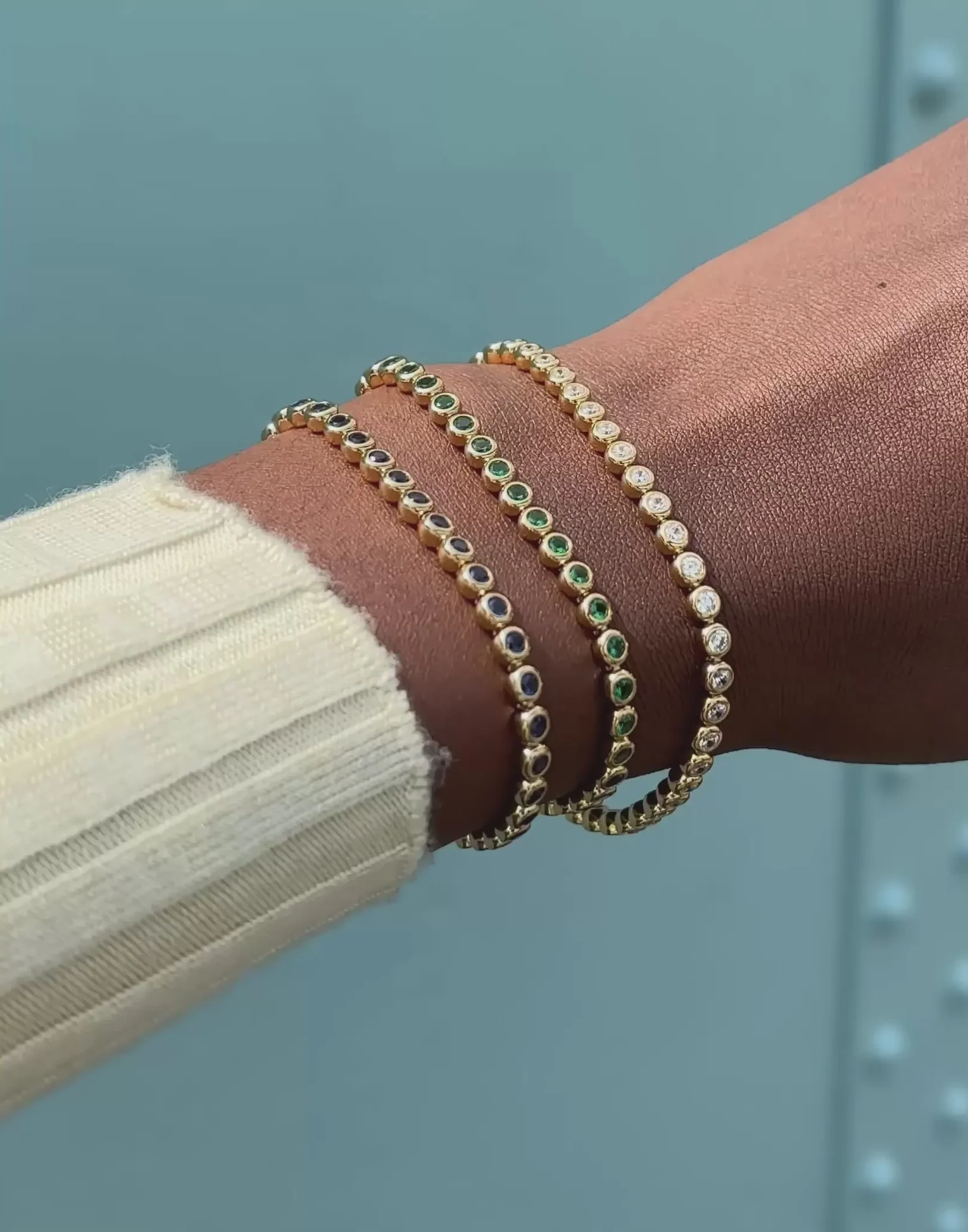 Tennis Round Bracelet | 18ct Gold Vermeil/Sapphire Blue Nano-crystal