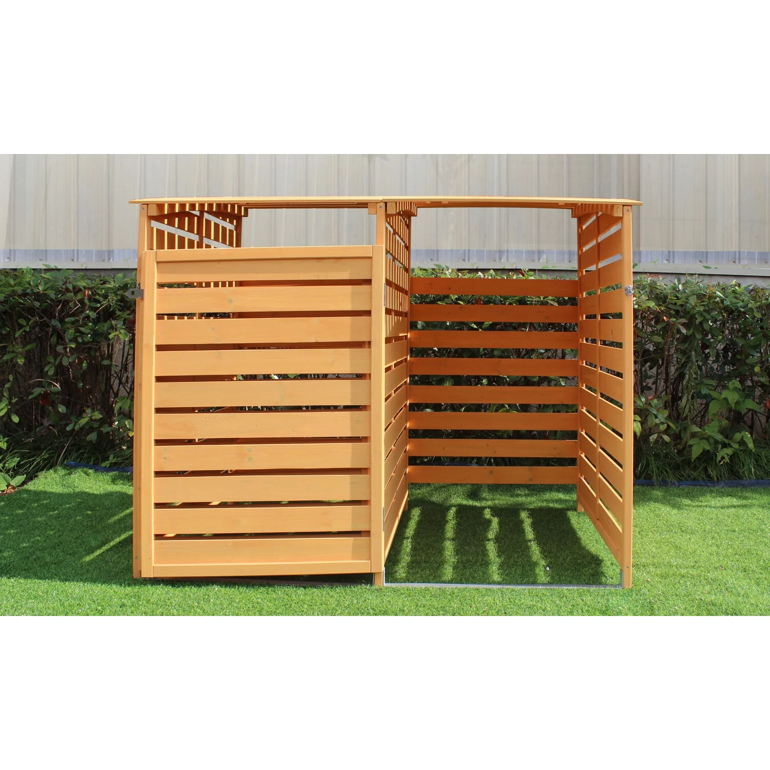 Hanover Outdoor 4.9 ft. x 4 ft. Wooden Trash Bin and Recyclables Storage Shed - HANWS0103-NAT - Image 5