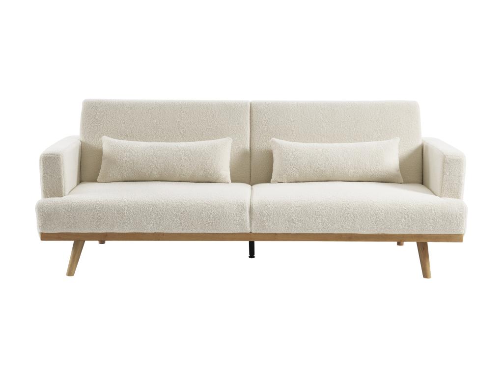 Sofá cama de 3 plazas de tela rizada blanco