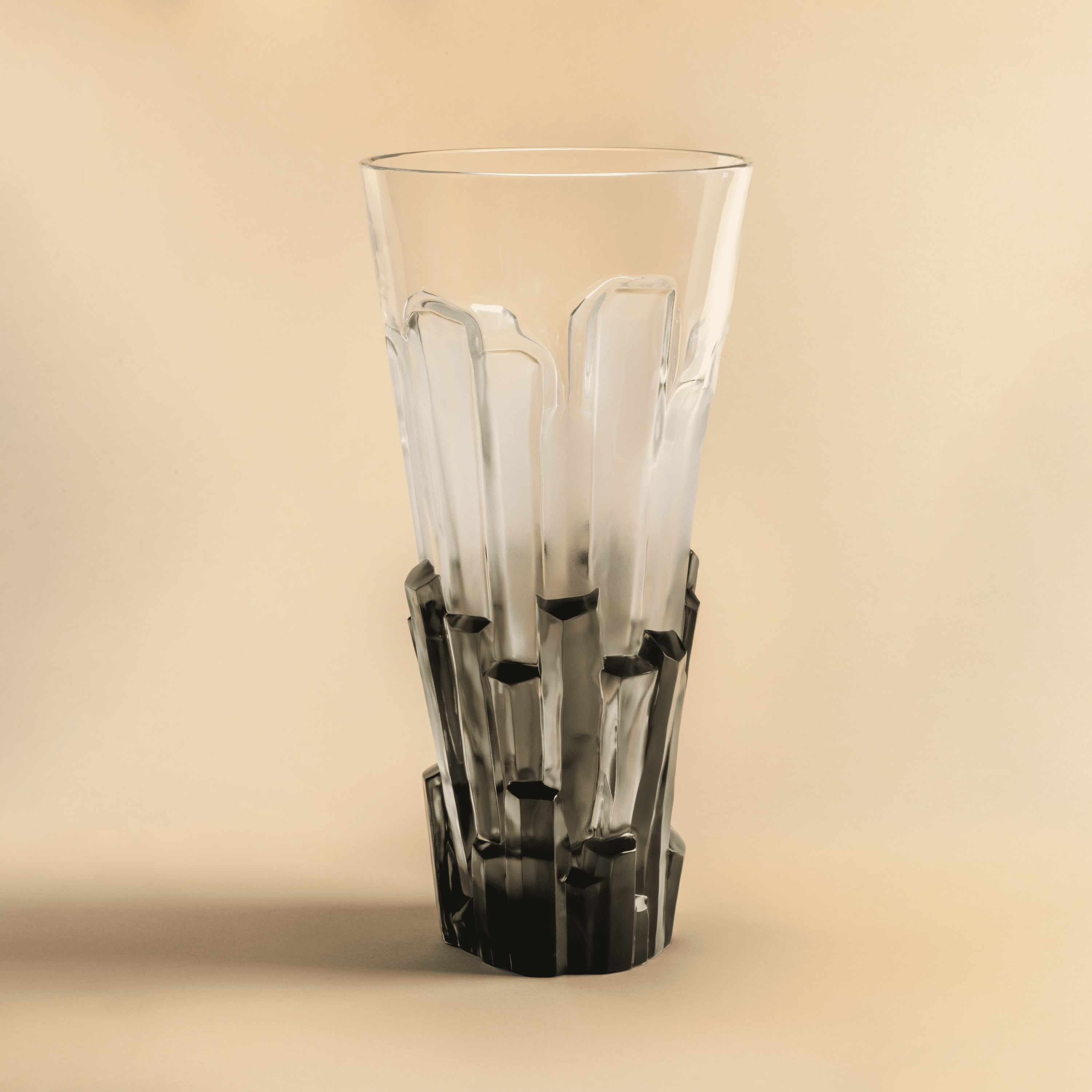 VASE BASALTE - CRISTAL INCOLORE ET GRIS