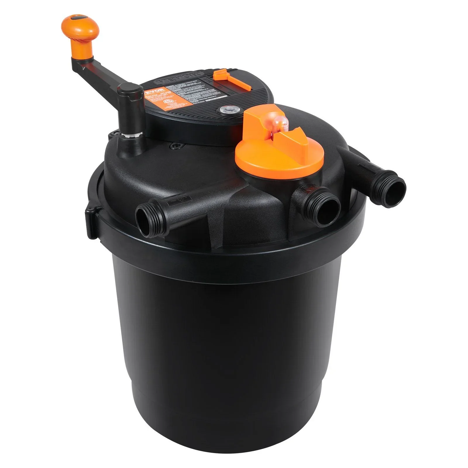 Bio Pressure Pond Filter with 13W UV-C Light, 1580 GPH, for Pools up to 1600 Gallons, Pressurized Biological Filtration for Garden Ponds, Koi Fish Tanks, Fountains