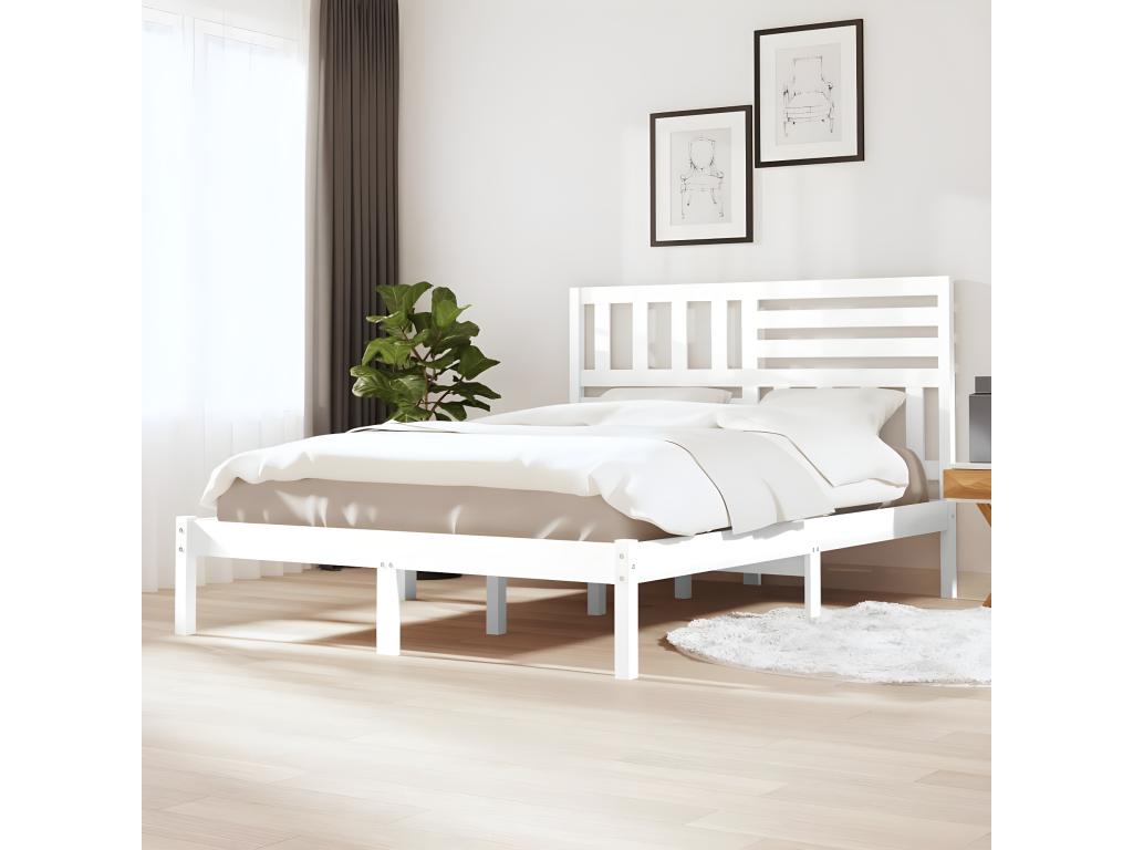 Cama doble sin colchón Mueblescolor blanco 140x190 cm