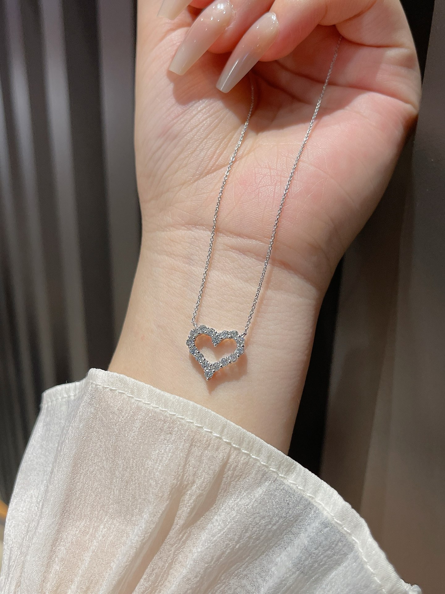 Tiffany Mini Full Diamond Love Heart Pendant Necklace - Original Replica Club
