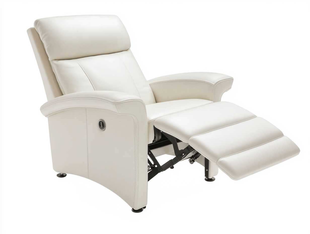 Sillón reclinable de cuero blanco Kala - Cuero sintético - Metal - Estilo contemporáneo