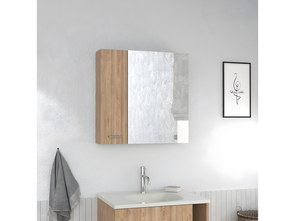 Armario de Pared con Espejo de Barcelona - con estantes 23 6CM A X 23 6CM L X 5 8CM P Miel