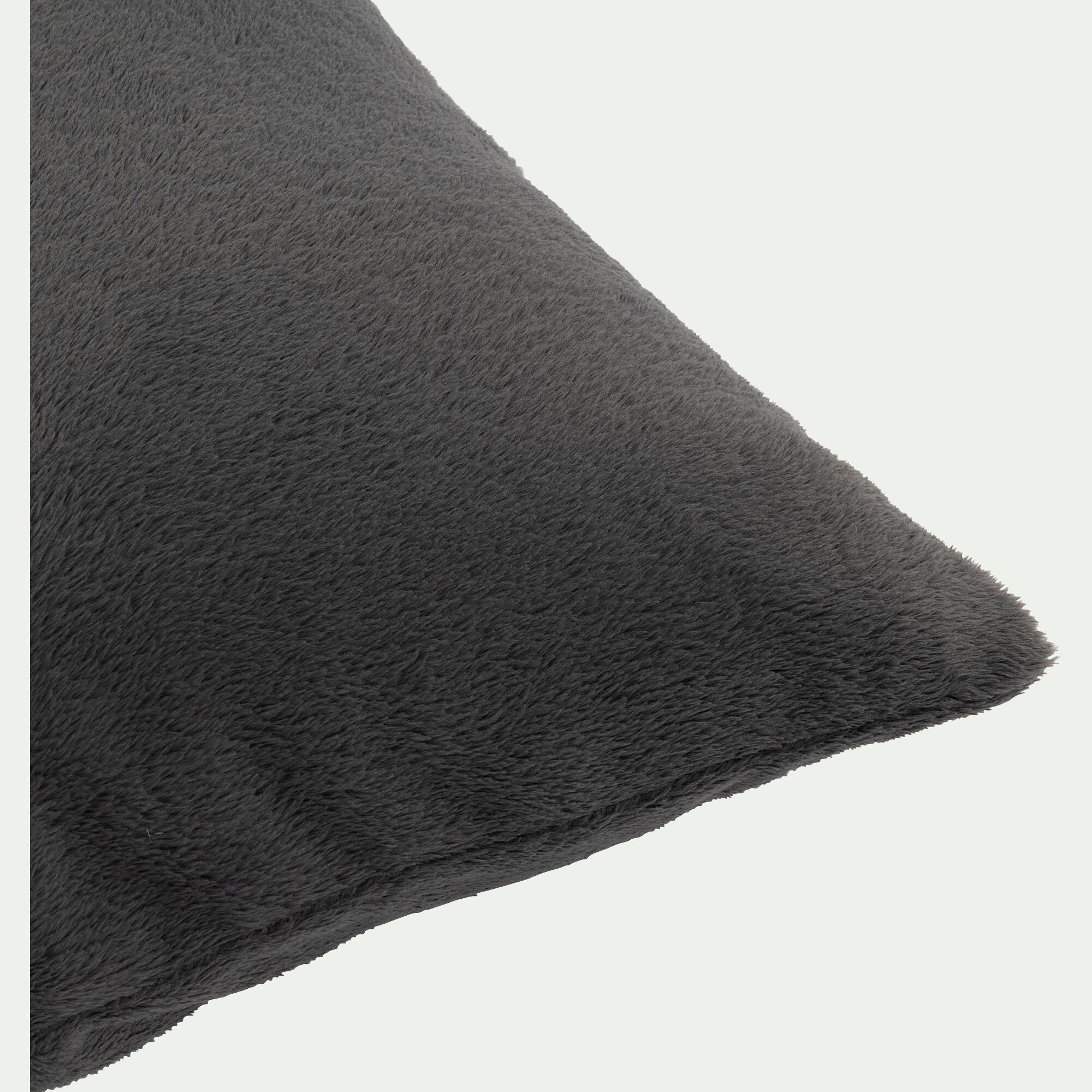 ROBIN - Housse de coussin effet polaire 40x40cm - gris ardoise
