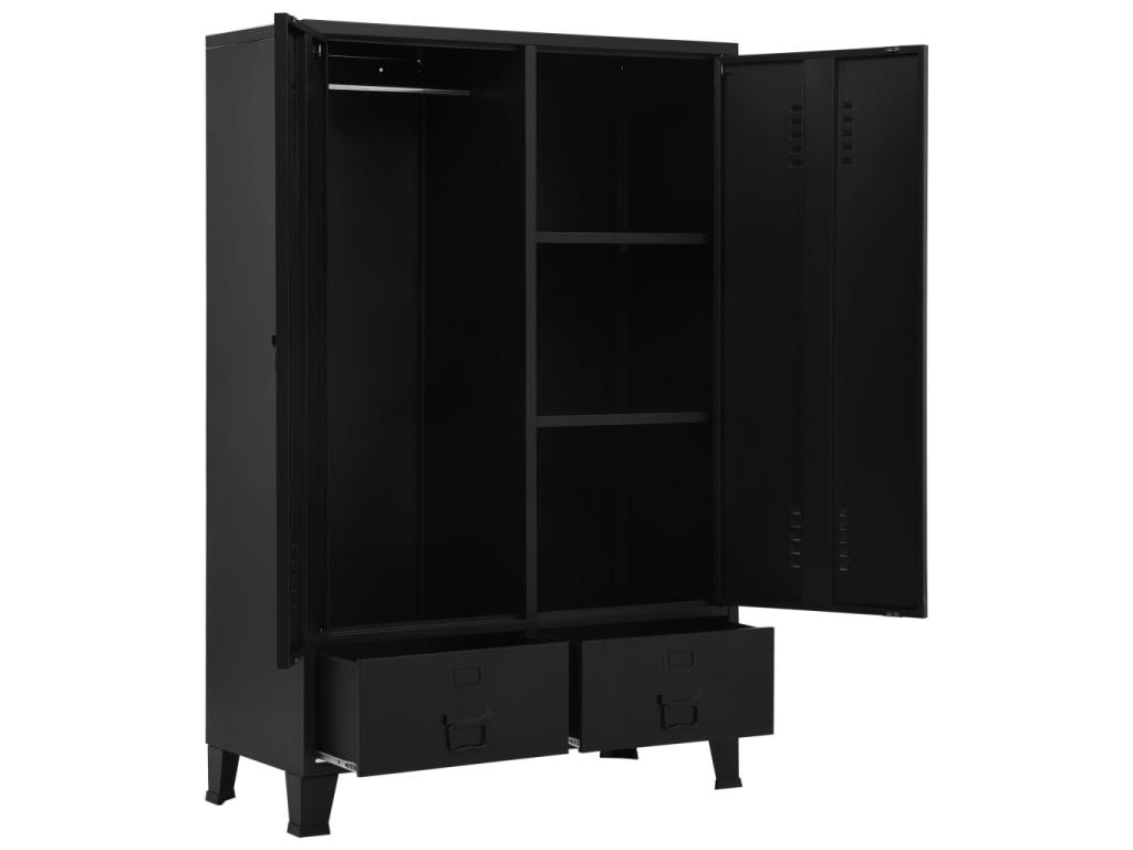 Armario industrial de acero negro 90x40x140 cm