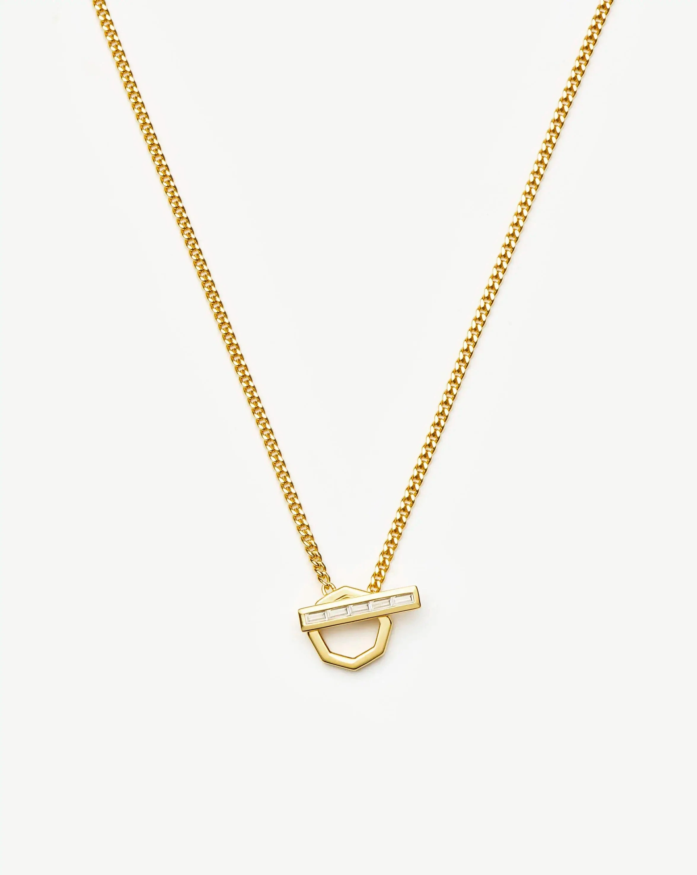 Lucy Williams T-Bar Hex Pendant Necklace | 18ct Gold Plated