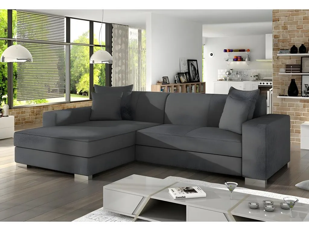 Sofá rinconero Kavehomedeco 106 Gris Función de descanso Caja de ropa de cama 262x178cm 58570LBUG