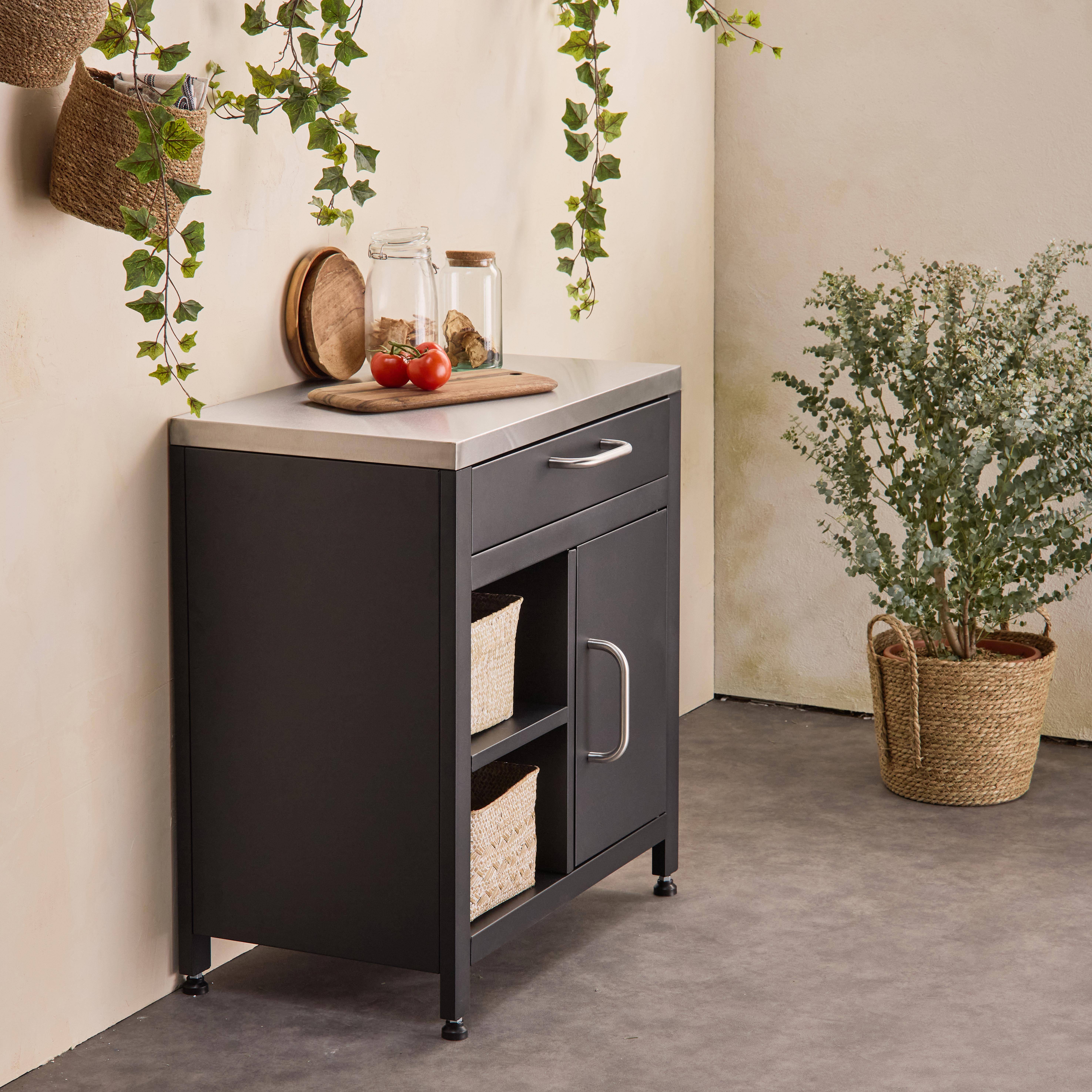 Grimaud - Cocina exterior de acero 1 cajón y 1 puerta, 80cm