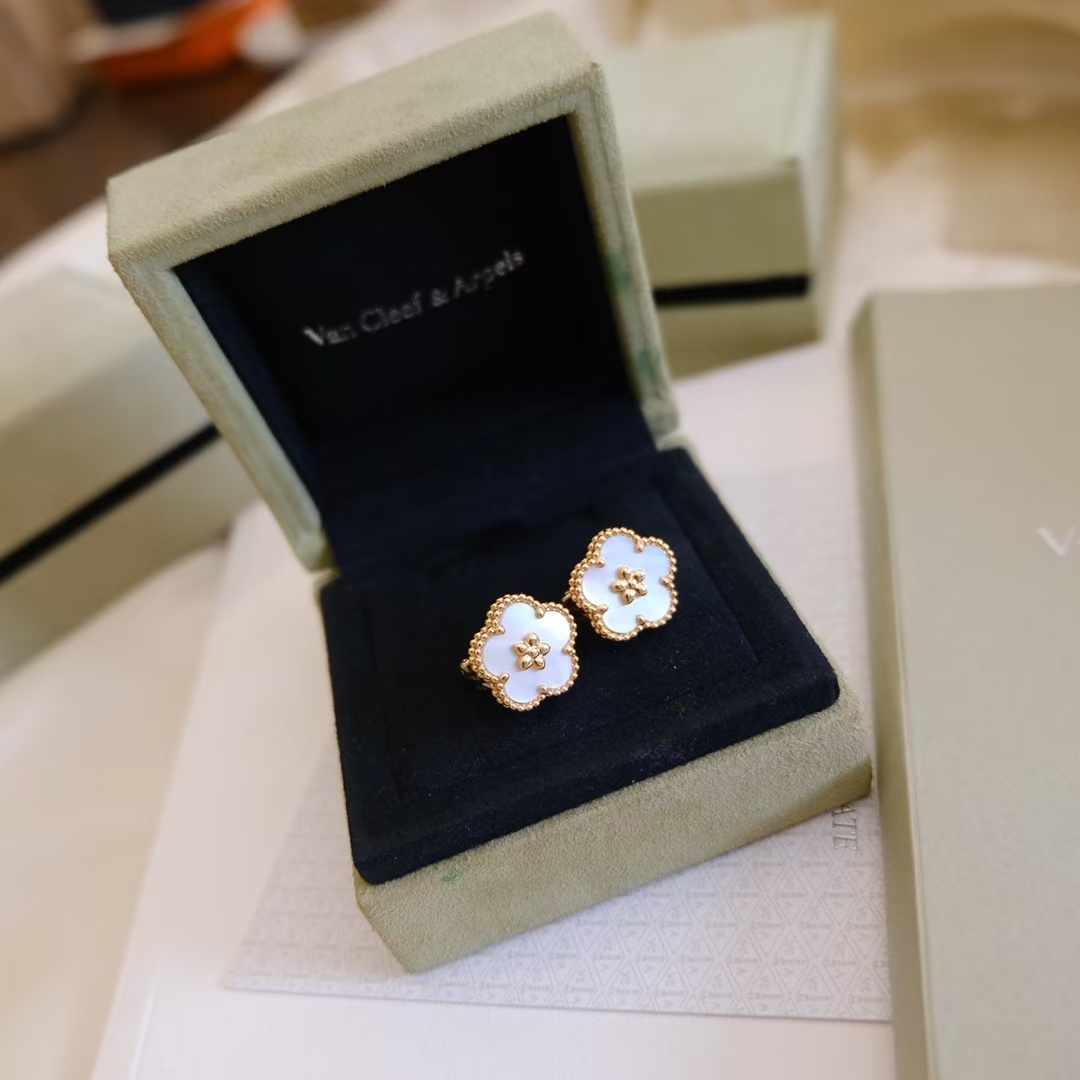 VCA Lucky Spring Earrings, Plum Blossom - Original Replica Club