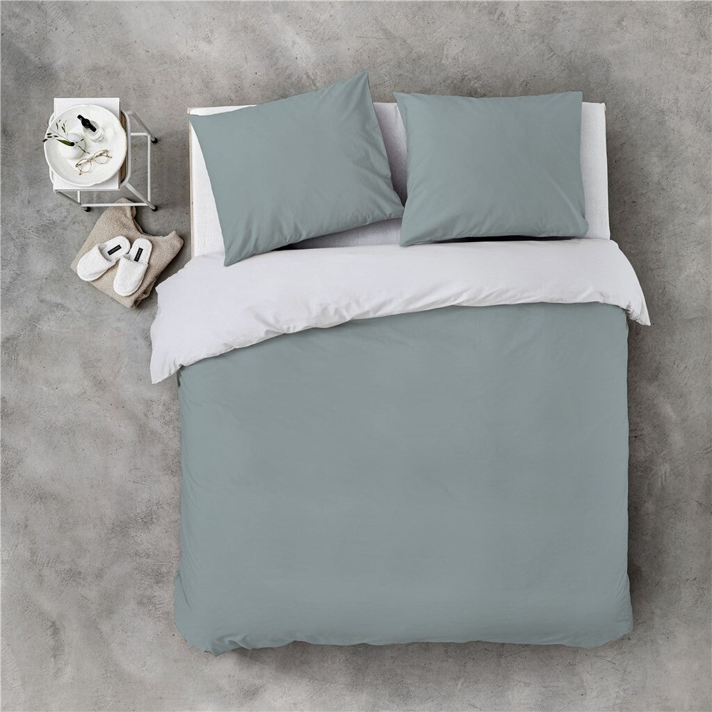 Byrklund - Dekbedovertrek Side Way - 200x220 - Jade   Wit