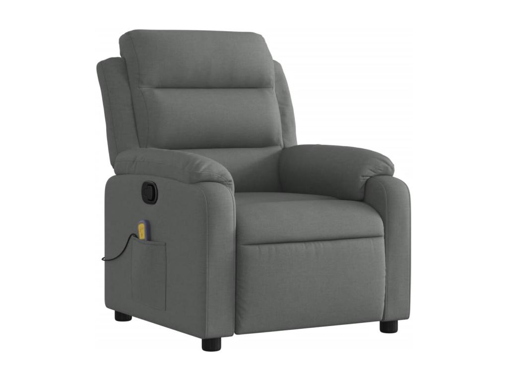 Sillón de masaje reclinable de tela gris oscuro
